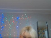 Milf shows thong, with a vibrator in her pussy.
