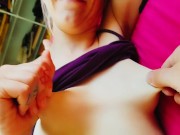 Pulling on some petite young titties