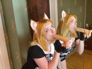 Рыжуля Сосет с Заглотом Большой Хуй и Секс Игрушку и Ебется по Собачьи 4/16