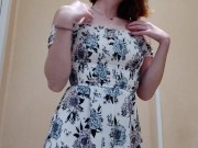 Horny French Red Head Teasing Ass & Feet in Public Bathroom
