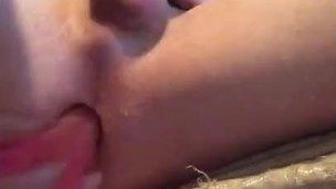 Sissyboy plays with dildo 
