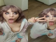 "Please Daddy I Want Your Cum!!!" Ahegao sloppy blowjob