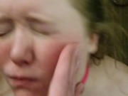 Pale 18 yo teen whore gets slapped by 42 yo husband. 12/16