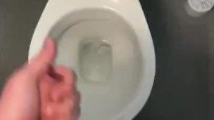 cruising In public toilets wanking my hard cock with big cumshot 