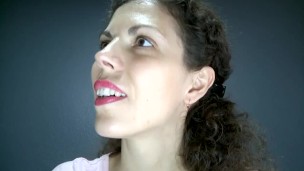 Giantess plays with tiny man
