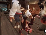 Two monster bulls were fucked by a poor girl on a ship | world warcraft 4/16
