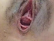 Pussy tunnel opening after 12 hours plug training 