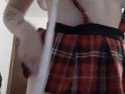 Redhead in school girls outfit. Add me on snapchat iducane20 