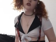 Redhead in school girls outfit masturbating 