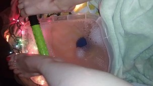 Young Milf MOANS during feet soak and pampering -Feet Fetish 