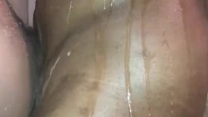 Shower fuck with toy