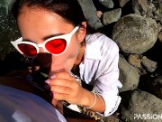 Quick risky public blowjob with horny fit babe | PassionBunny