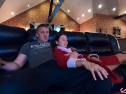 Busty Babe Suck my Cock and Hard Pussy Fuck - Cum Mouth after Watching TV 1/16