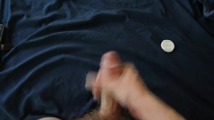 Staining My Bed Sheets with a Massive Cumshot Before a Shower. 