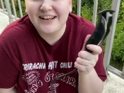 POV Big Titty BBW Shaves Her Head Outside  1/16