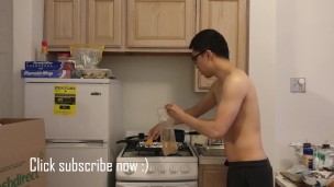 Topless Chinese Guy Teaching How to Bake Chicken The Easy Way