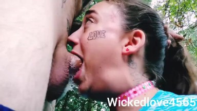  cutie slurping huge dick BALLS DEEP deepthroat/facefuck THROAT PIE