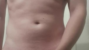 Fit guy jerks off his nice cock