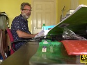 Throating submissive toys as she gets fucked 1/16