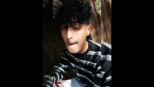 Boy plays with used condom and cum for request from straight friend