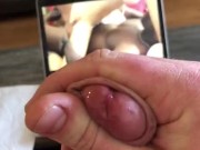 Watching bbc porn and jerking with cum