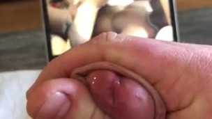Watching bbc porn and jerking with cum
