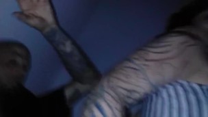 Almost caught fucking in public at tattoo shop between tattoos.