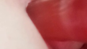 Teen Boy stretches his hole using massive 9" dildo