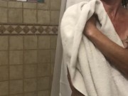 Hot & Sweaty MILF Showers Off