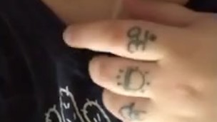 Stoned BBW teasing and rubbing her tits