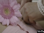 Lesbian strips down to her sexy lingerie to seduce gorgeous girlfriend 4/16