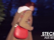 Outgoing Kessie Shy FUCKED OUTDOORS behind German ad board! Berlin Banger 4/16