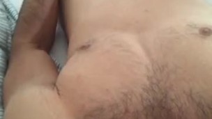 Horny male jerking cock