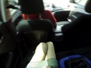 No panties in Uber, public masturbation in the car until the driver sees 1/16
