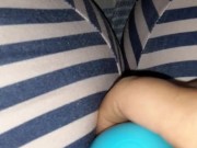 Trying to stay quiet while hubby watches TV 