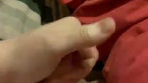In my bedroom wanking my hard dick with big cumshot 
