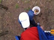 Public blowjob pov in forest, we were nearly caught, outside cumshot mouth 14/16