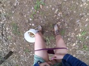 Innocent teen public play with pussy in the forest, masturbating outside 10/16