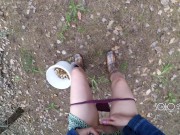 Innocent teen public play with pussy in the forest, masturbating outside 11/16