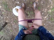 Innocent teen public play with pussy in the forest, masturbating outside 13/16