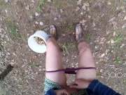 Innocent teen public play with pussy in the forest, masturbating outside 14/16