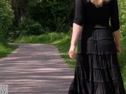 Woman in the Woods takes a foxtail butt plug in her ass, public outdoor 2/16