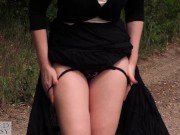 Woman in the Woods takes a foxtail butt plug in her ass, public outdoor 6/16