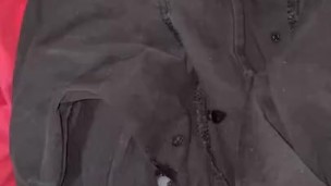 Masturbating over my boxers with big cumshot 