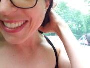 Spray Piss Out Of My Car In Fishnets. Almost Got Caught! 14/16