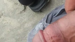 Stroking my bbc at Blacks Beach
