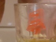 Bbw encouraged to pee more into glass 2/16