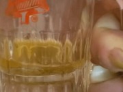 Bbw encouraged to pee more into glass 3/16