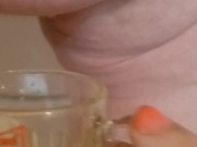 Bbw encouraged to pee more into glass 5/16