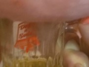 Bbw encouraged to pee more into glass 7/16